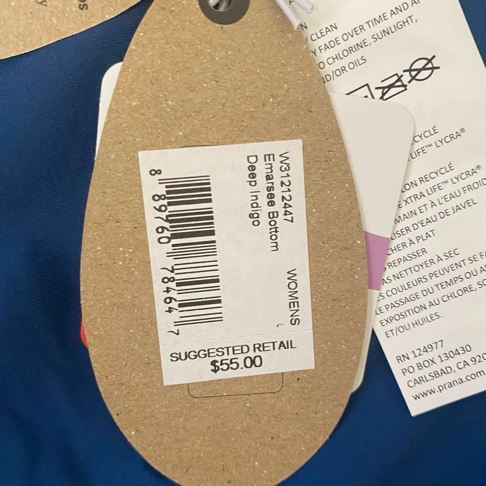 PRANA • NEW! Emarsee Bikini Bottom UPF 50+ Twist Detail - Deep Indigo - Size L - Picture 5 of 13